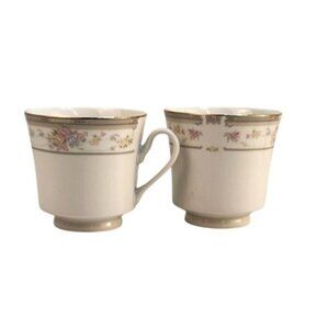 Farberware Southampton 1992  2-Piece NO 223A Floral Bone China Coffee Mugs With